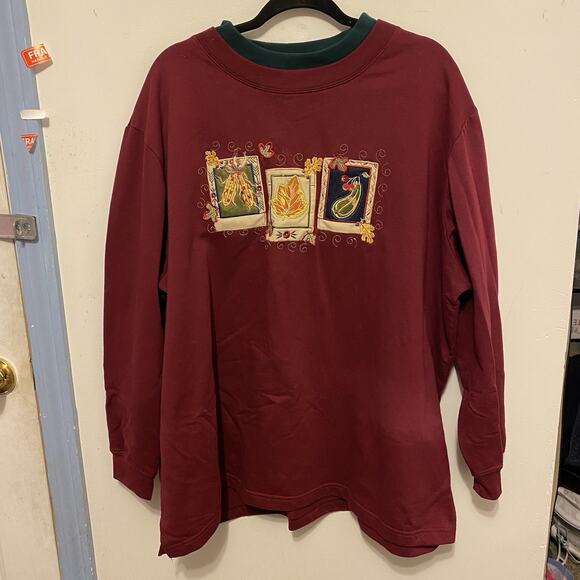 Vintage Bobbie Brooks Embroidered Patchworks Fall Shirt Women 22/24W Longsleeves - Picture 6 of 8